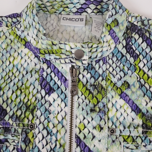 Chicos motorcycle style denim jacket snake look - Picture 10 of 14